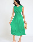 PLUS Sleeveless Cross-Over Bodice Midi Dress