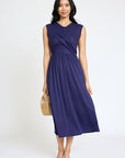 PLUS Sleeveless Cross-Over Bodice Midi Dress