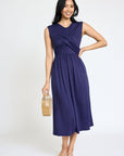 PLUS Sleeveless Cross-Over Bodice Midi Dress