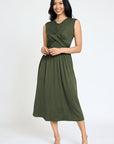 PLUS Sleeveless Cross-Over Bodice Midi Dress