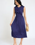 PLUS Sleeveless Cross-Over Bodice Midi Dress