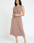 PLUS Sleeveless Cross-Over Bodice Midi Dress