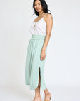 Solid Side Slit Midi Skirt