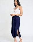 Solid Side Slit Midi Skirt