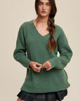 Listicle Slouchy V-neck Ribbed Knit Sweater