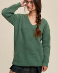 Listicle Slouchy V-neck Ribbed Knit Sweater