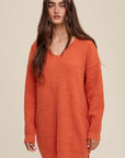 Listicle Slouchy V-neck Ribbed Knit Sweater