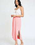 Plus Solid Side Slit Midi Skirt