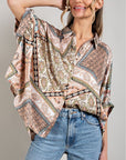 eesome Printed Half Sleeve Blouse Top