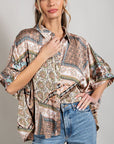 eesome Printed Half Sleeve Blouse Top