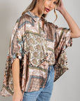 eesome Printed Half Sleeve Blouse Top