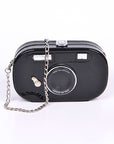 Metallic Oval Camera Iconic Swing Clutch Bag