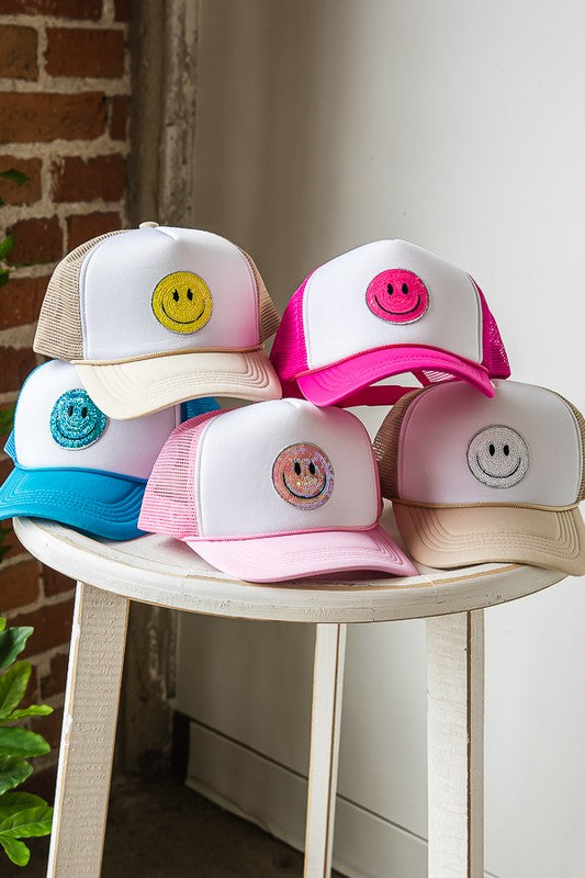 Summer Smiley Face Two Tone Trucker Hat - Online Only