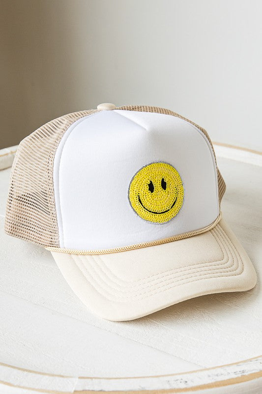 Summer Smiley Face Two Tone Trucker Hat - Online Only