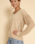 Crochet Detailing Long Sleeve Top