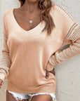 Crochet Detailing Long Sleeve Top