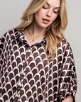 Light Satin Print Button Down Shirt