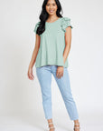 Spring Double Ruffle Sleeve Top