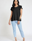 Spring Double Ruffle Sleeve Top