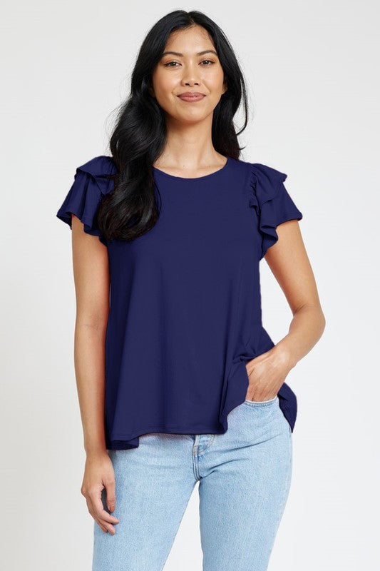 Spring Double Ruffle Sleeve Top