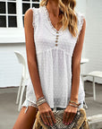 Women Sleeveless Button Trim TOP