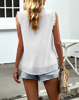 Women Sleeveless Button Trim TOP