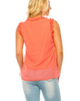 Women Sleeveless Button Trim TOP