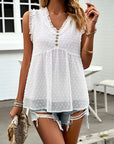 Women Sleeveless Button Trim TOP