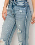 Artemis Vintage High Rise Distressed Straight with Fray Hem Jeans