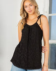 Lace Overlay Sleeveless Top