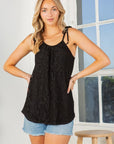 Lace Overlay Sleeveless Top