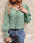 Swiss Dot Lantern Sleeve Blouse