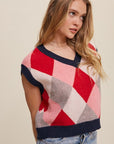 Listicle Argyle Cropped Sweater Vest - Online Only