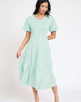 Solid Diagonal Tiered Flowy Dress