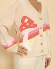 Retro Stripe Mushroom Knit Cardigan