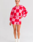 LE LIS Checkered Sweater Shorts