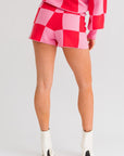 LE LIS Checkered Sweater Shorts