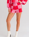 LE LIS Checkered Sweater Shorts