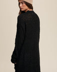 Listicle Popcorn Open Knit Cardigan Sweater