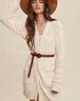 Listicle Popcorn Open Knit Cardigan Sweater