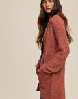 Listicle Popcorn Open Knit Cardigan Sweater