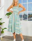 Smocked Stripe Dress with Pocket-New Color Added