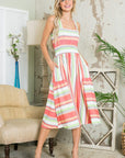 Smocked Stripe Dress with Pocket-New Color Added