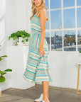 Smocked Stripe Dress with Pocket-New Color Added