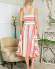 Smocked Stripe Dress with Pocket-New Color Added