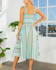 Smocked Stripe Dress with Pocket-New Color Added