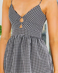 Smocked Back Gingham Peplum Top-3 Colors