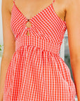 Smocked Back Gingham Peplum Top-3 Colors