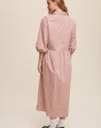 Listicle Button Front Puff Sleeve Babydoll Maxi Dress - Online Only - My Pampered Life Seattle