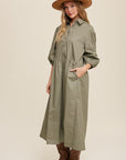 Listicle Button Front Puff Sleeve Babydoll Maxi Dress - Online Only - My Pampered Life Seattle